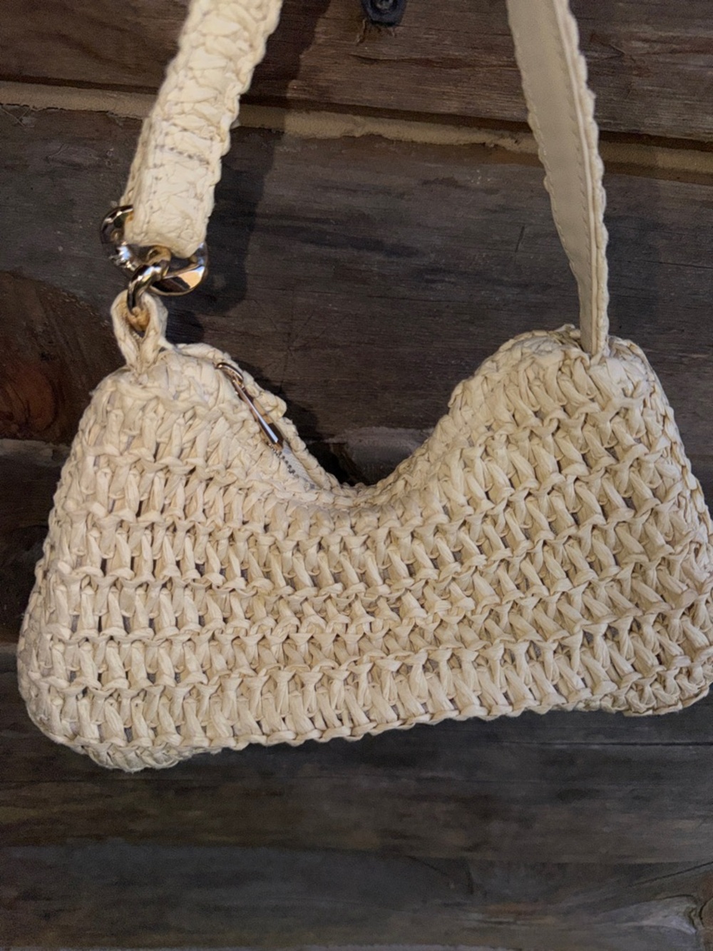 H&M Cream Woven Shoulder Bag